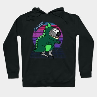 Aesthetic Vaporwave Dinosaur African Grey Parrot Hoodie